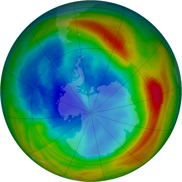Antarctic ozone map for 26 August 1988